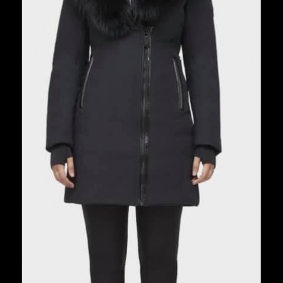 Black Rudsak jacket with leather trim and fur - Picture 1 of 3